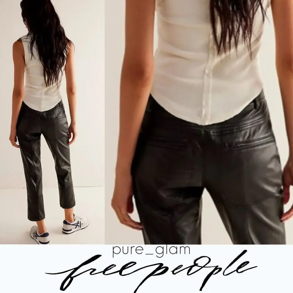 Free People vegan leather moto pants